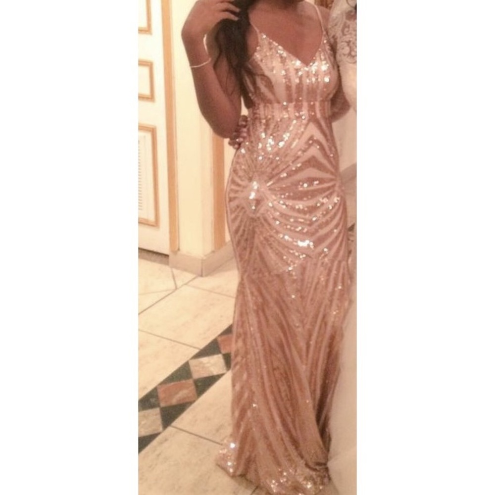 Gold and cream elegant dress. Great for wedding, prom or elegant occasion.